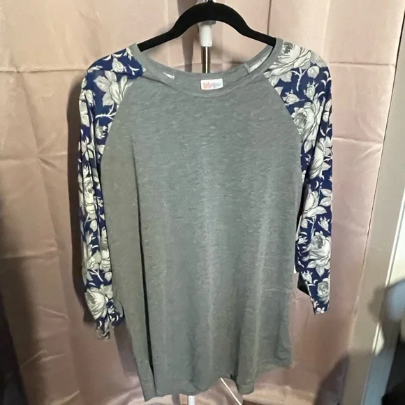 L LULAROE PLUS CONTRAST BLK CREAM BLUE GREEN